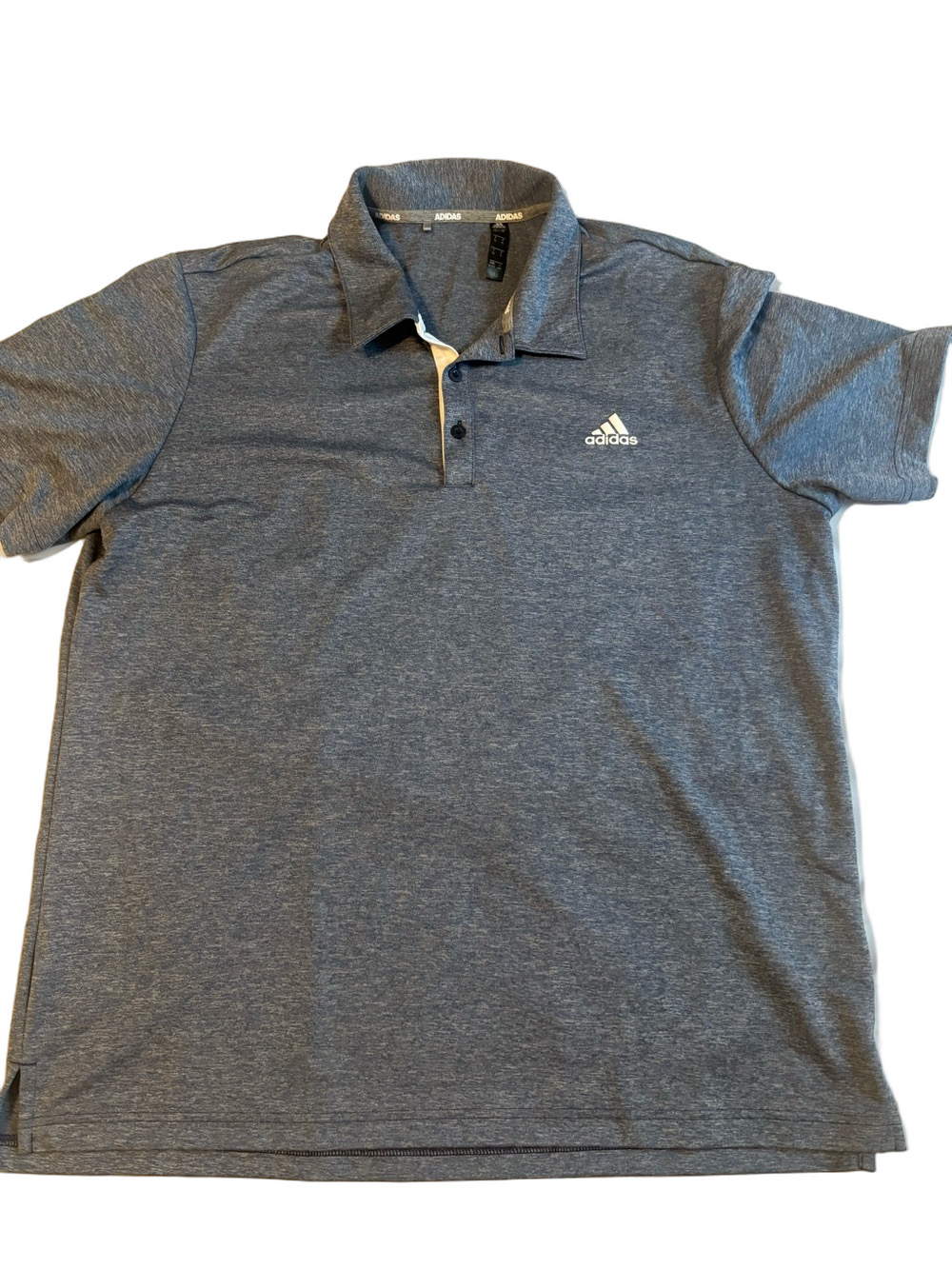 Adidas Men's XL Blue Heathered Performance Golf Polo Shirt Short Sleeve Logo
